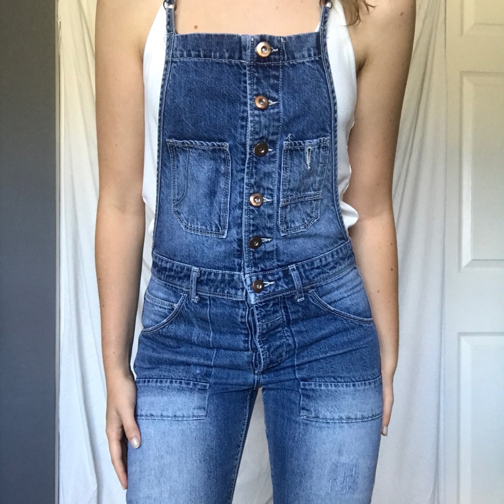 Skinny jean overalls
